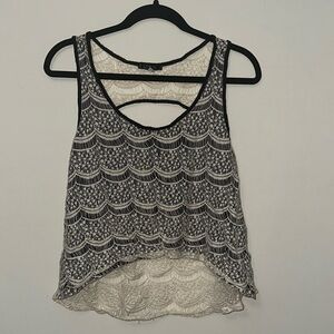 Elegant Black and White Lace Tank Top